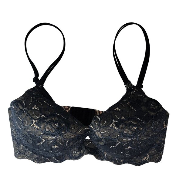 Victoria's Secret Push Up Bra Black 36D Adj Underwire Very Sexy Secret Embrace - Picture 1 of 6